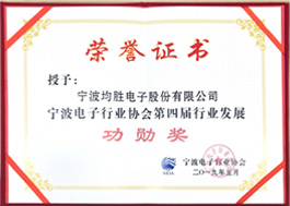 Outstanding Contribution to Industrial Development, Fourth Ningbo Electronics Industry Association, 2019