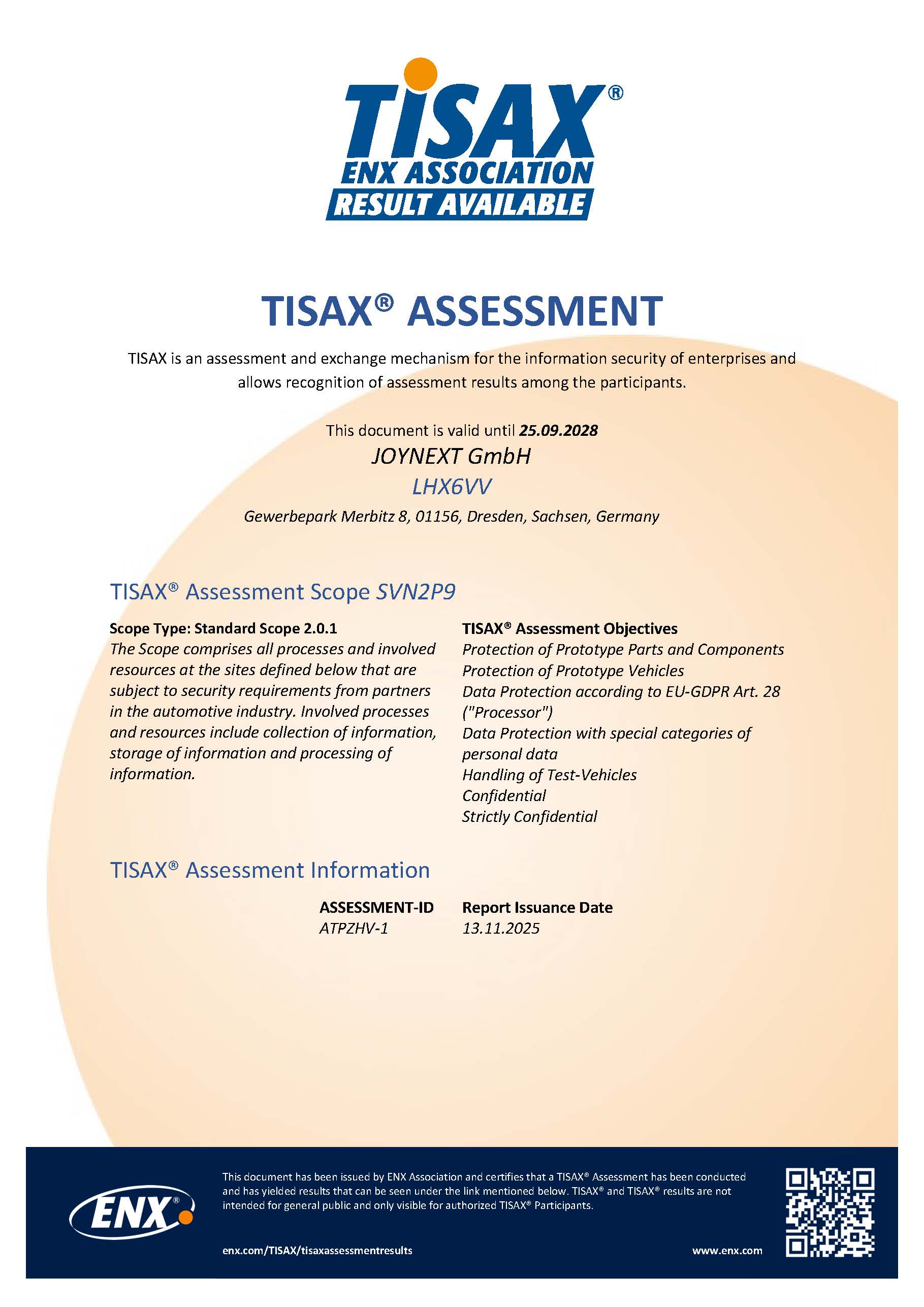 TISAX Assessment LHX6VV